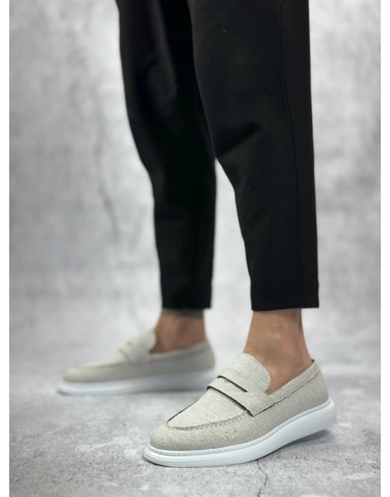 Ba0355 Bağcıksız Keten Beyaz Klasik Corcik Erkek Ayakkabı Erkek Klasik Ayakkabı