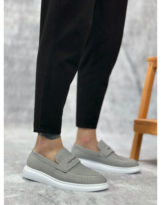BA0355 Bağcıksız Keten Füme Klasik Corcik Erkek Ayakkabı