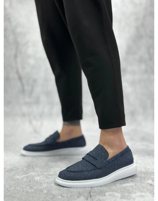 Ba0355 Bağcıksız Keten Lacivert Klasik Corcik Erkek Ayakkabı Erkek Klasik Ayakkabı