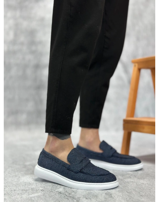 Ba0355 Bağcıksız Keten Lacivert Klasik Corcik Erkek Ayakkabı Erkek Klasik Ayakkabı