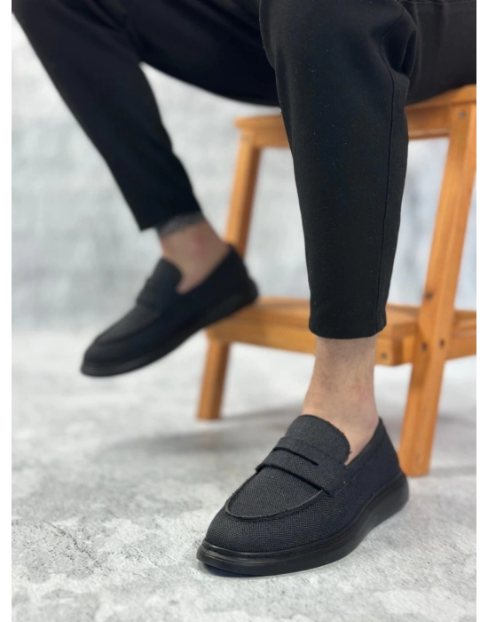 Ba0355 Bağcıksız Keten Siyah Taban Klasik Corcik Erkek Ayakkabı Erkek Klasik Ayakkabı