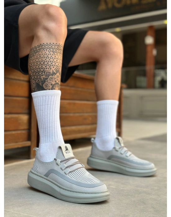 BA0375 Özel Örme Triko Tarz Gri Renk Spor Ayakkabı