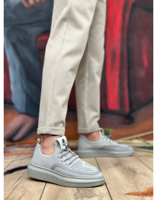 Ba0375 Özel Örme Triko Tarz Gri Renk Erkek Spor Ayakkabı