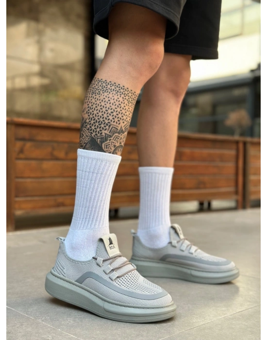 BA0375 Özel Örme Triko Tarz Gri Renk Spor Ayakkabı