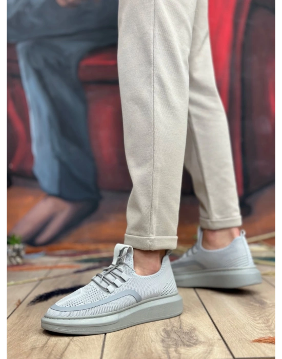 Ba0375 Özel Örme Triko Tarz Gri Renk Erkek Spor Ayakkabı