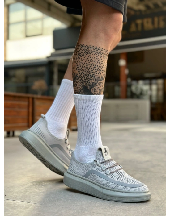 BA0375 Özel Örme Triko Tarz Gri Renk Spor Ayakkabı