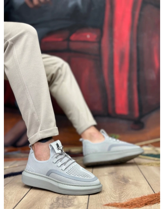 Ba0375 Özel Örme Triko Tarz Gri Renk Erkek Spor Ayakkabı