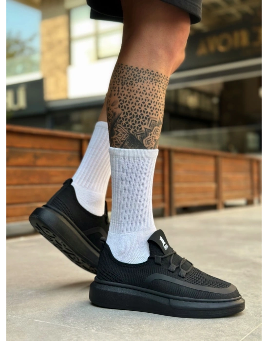 BA0375 Özel Örme Triko Tarz Siyah Renk Siyah Taban Spor Ayakkabı