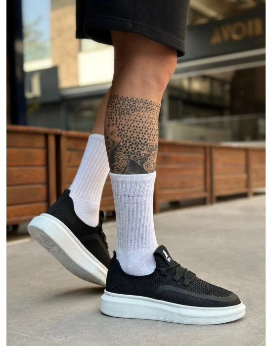 BA0375 Özel Örme Triko Tarz Siyah Renk Spor Ayakkabı