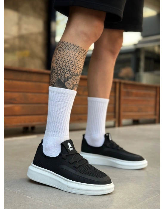 BA0375 Özel Örme Triko Tarz Siyah Renk Spor Ayakkabı