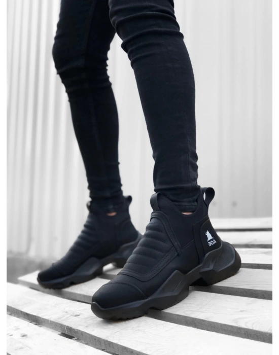 BA0401 Bağcıksız Rahat Yüksek Taban Erkek Spor Yarım Bilek Bot