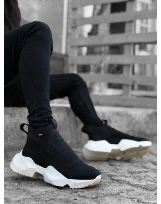 Ba0401 Bağcıksız Rahat Yüksek Taban Siyah Erkek Spor Yarım Bilek Erkek Bot