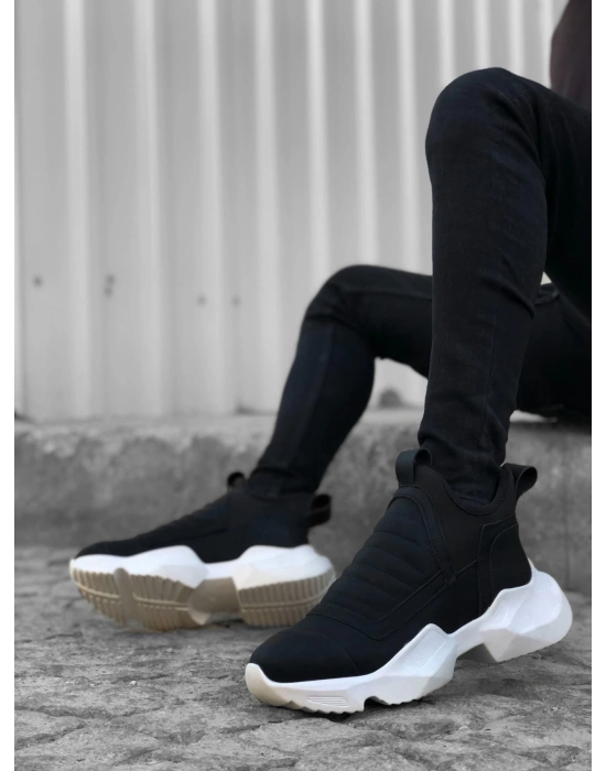 Ba0401 Bağcıksız Rahat Yüksek Taban Siyah Erkek Spor Yarım Bilek Erkek Bot