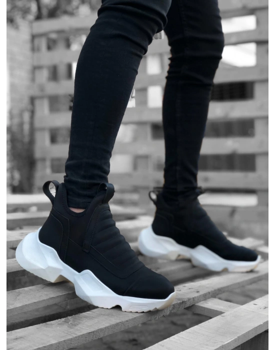 Ba0401 Bağcıksız Rahat Yüksek Taban Siyah Erkek Spor Yarım Bilek Erkek Bot