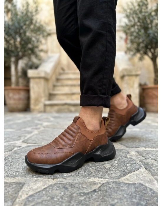 BA0402 Bağcıksız Rahat Yüksek Taban Taba Erkek Spor Ayakkabı