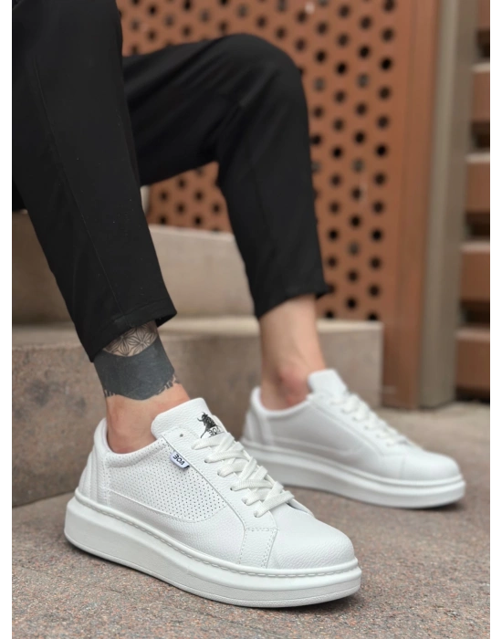 Ba0423 Boa Kalın Yüksek Taban Beyaz Bağcıklı Spor Erkek Ayakkabı Erkek Günlük Ayakkabı
