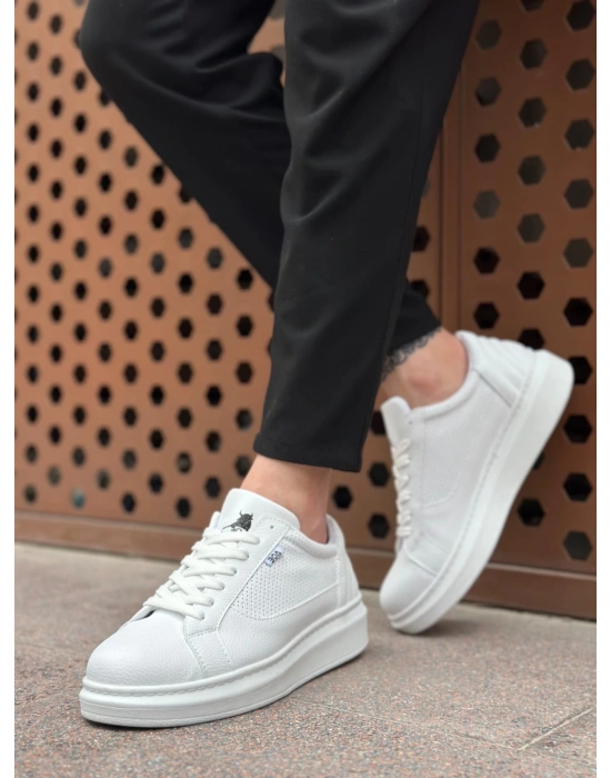 Ba0423 Boa Kalın Yüksek Taban Beyaz Bağcıklı Spor Erkek Ayakkabı Erkek Günlük Ayakkabı