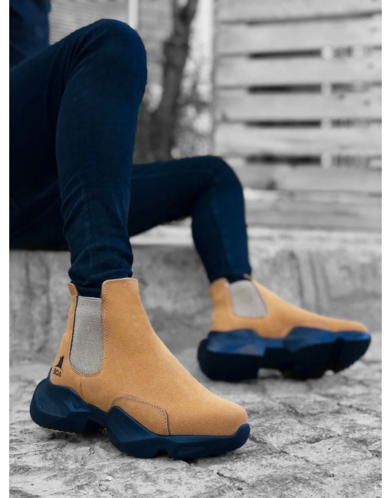 Ba0444 Bağcıksız Rahat Yüksek Taban Camel Erkek Spor Yarım Bilek Erkek Bot