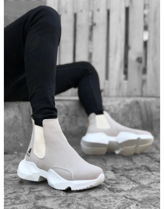 Ba0444 Bağcıksız Rahat Yüksek Taban Gri Erkek Spor Yarım Bilek Erkek Bot