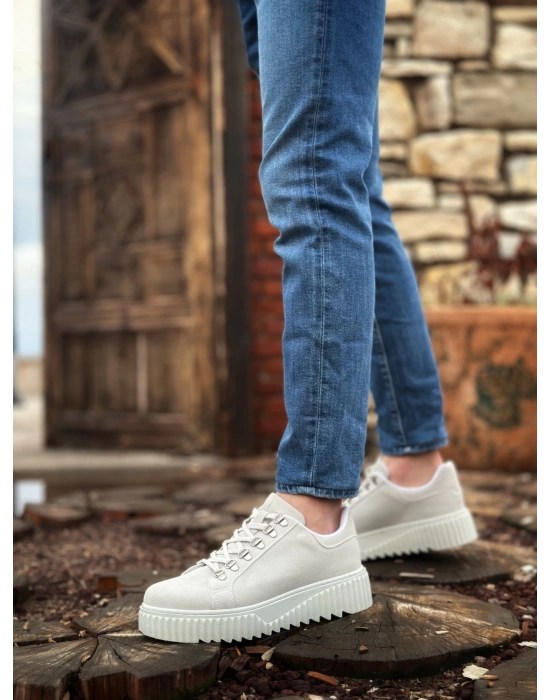 Ba0505 Çengel Bağcıklı Gri Renk Yüksek Tabanlı Erkek Günlük Ayakkabı