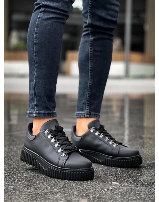 Ba0505 Çengel Bağcıklı Siyah Tabanlı Erkek Günlük Ayakkabı