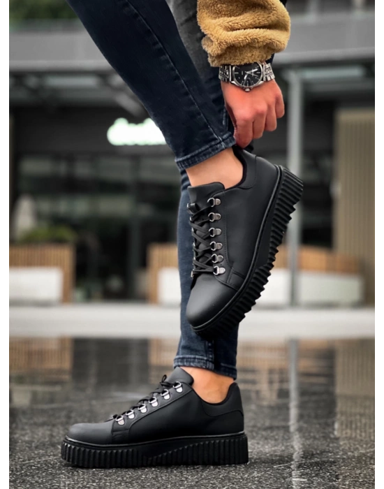 Ba0505 Çengel Bağcıklı Siyah Tabanlı Erkek Günlük Ayakkabı