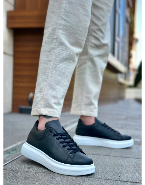 Ba0547 Boa Kalın Yüksek Taban Siyah Beyaz Bağcıklı Spor Erkek Ayakkabı Erkek Günlük Ayakkabı