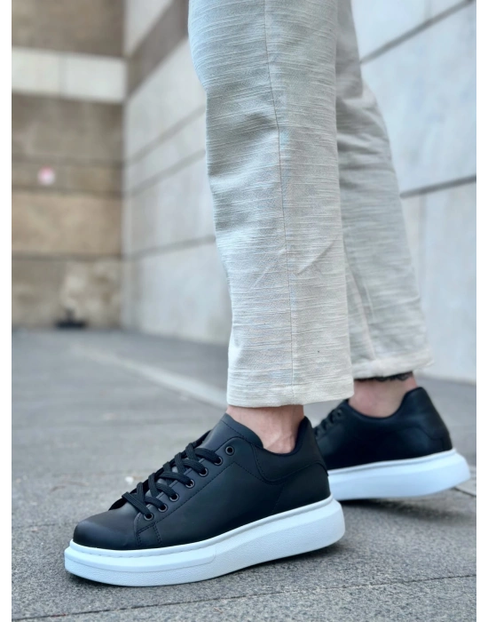 Ba0547 Boa Kalın Yüksek Taban Siyah Beyaz Bağcıklı Spor Erkek Ayakkabı Erkek Günlük Ayakkabı