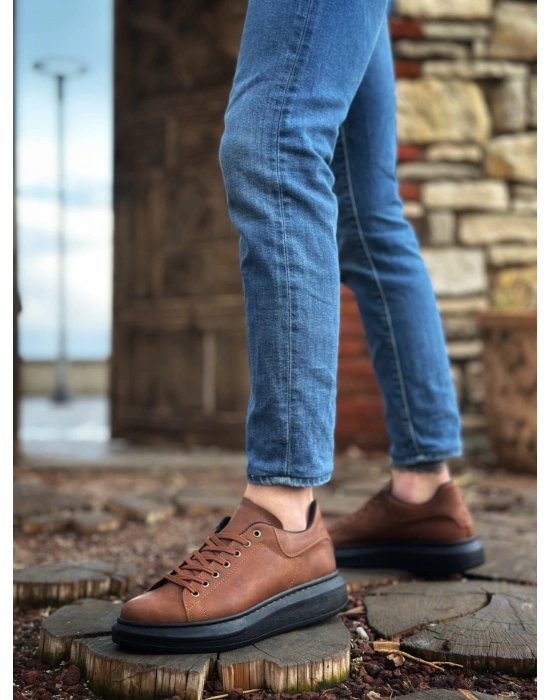 Ba0547 Boa Kalın Yüksek Taban Taba Siyah Bağcıklı Spor Erkek Ayakkabı Erkek Günlük Ayakkabı