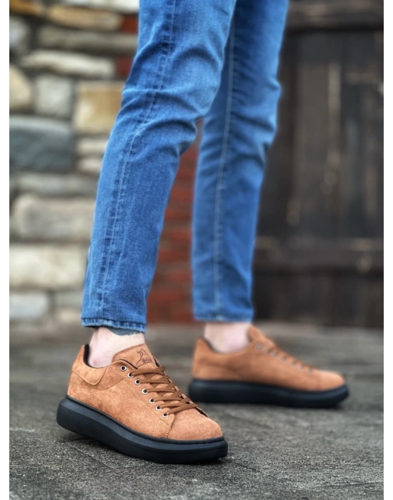 Ba0547 Boa Kalın Yüksek Taban Taba Siyah Süet Bağcıklı Spor Erkek Ayakkabı Erkek Günlük Ayakkabı