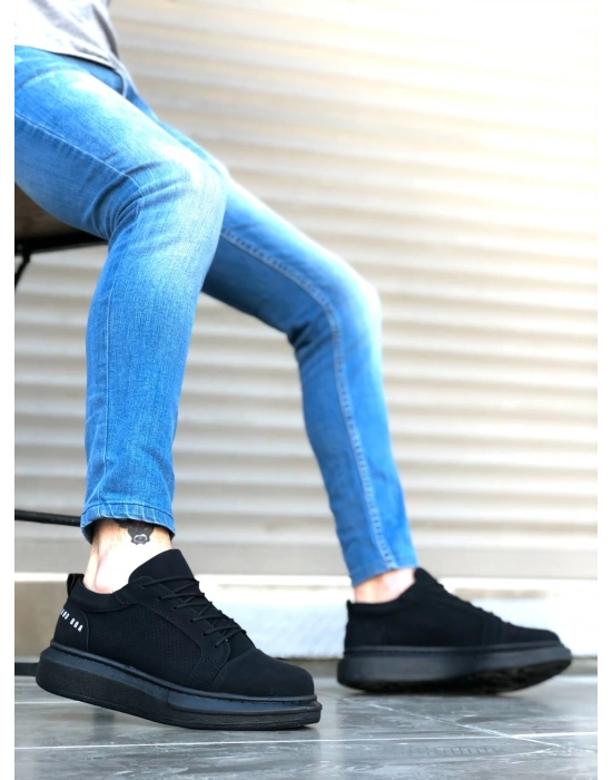 Ba0548 Boa Kalın Yüksek Siyah Taban Siyah Bağcıklı Spor Erkek Ayakkabı Erkek Günlük Ayakkabı