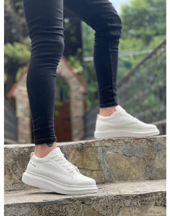 Ba0548 Boa Kalın Yüksek Taban Beyaz Bağcıklı Spor Erkek Ayakkabı Erkek Günlük Ayakkabı