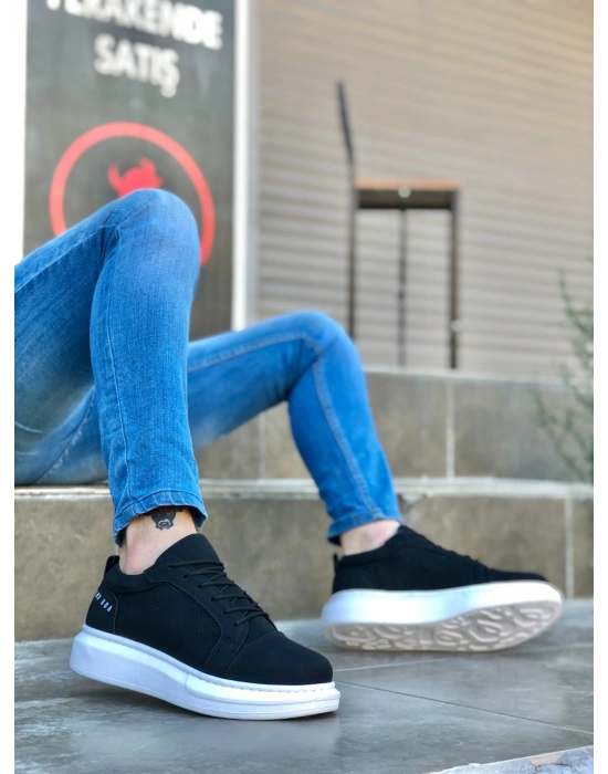 Ba0548 Boa Kalın Yüksek Taban Siyah Bağcıklı Spor Erkek Ayakkabı Erkek Günlük Ayakkabı