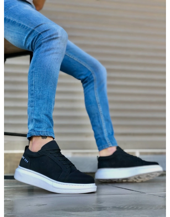 Ba0548 Boa Kalın Yüksek Taban Siyah Bağcıklı Spor Erkek Ayakkabı Erkek Günlük Ayakkabı