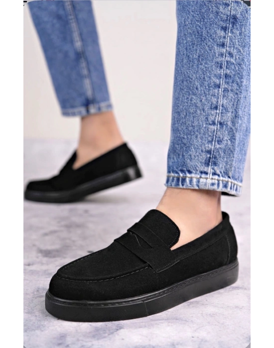 BA0580 Bağcıksız Kuşaklı Yüksek Süet Siyah Taban Erkek Ayakkabı