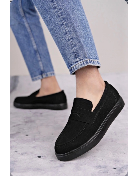 BA0580 Bağcıksız Kuşaklı Yüksek Süet Siyah Taban Erkek Ayakkabı