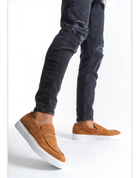 BA0580 Bağcıksız Kuşaklı Yüksek Taban Taba Süet Erkek Ayakkabı