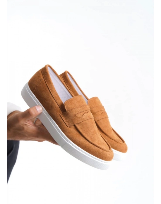 BA0580 Bağcıksız Kuşaklı Yüksek Taban Taba Süet Erkek Ayakkabı