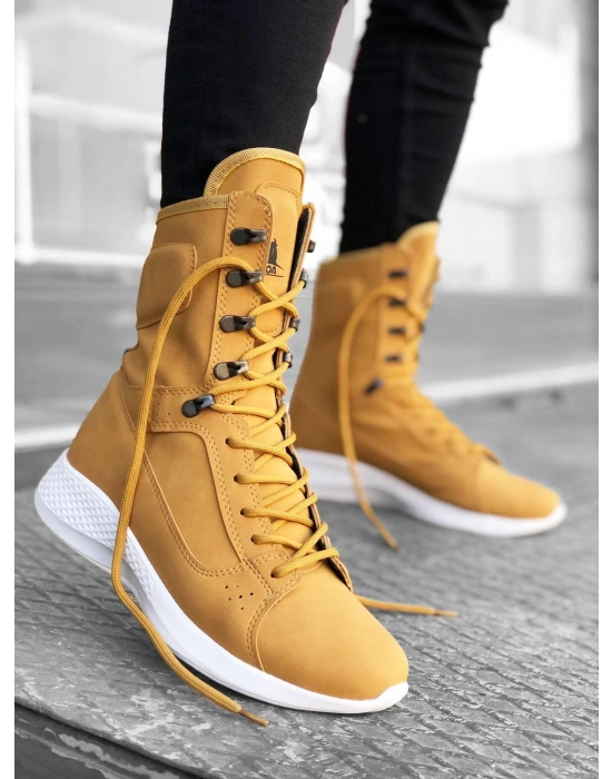 Ba0600 Bağcıklı Camel Sarı Boksör Unisex Spor Postal Erkek Bot