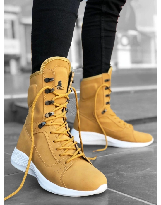 Ba0600 Bağcıklı Camel Sarı Boksör Unisex Spor Postal Erkek Bot