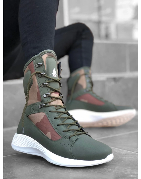 Ba0600 Bağcıklı Haki Kamuflaj Boksör Unisex Spor Postal Erkek Bot