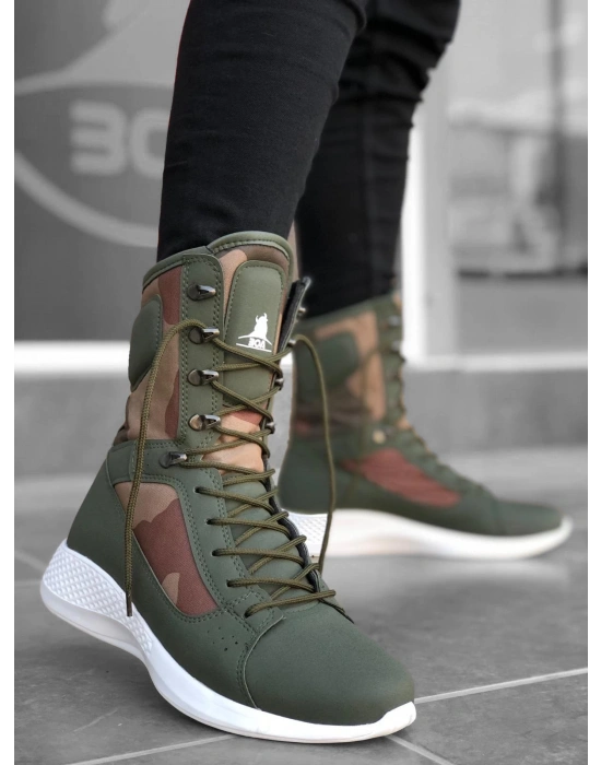 Ba0600 Bağcıklı Haki Kamuflaj Boksör Unisex Spor Postal Erkek Bot