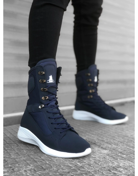BA0600 Bağcıklı Lacivert Yüksek Taban Boksör Unisex Spor Postal Bot