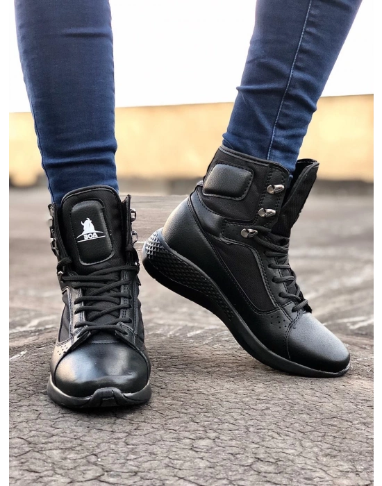 Ba0600 Bağcıklı Siyah Boksör Unisex Spor Postal Erkek Bot