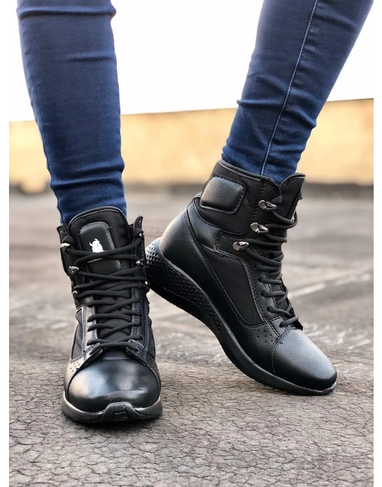 Ba0600 Bağcıklı Siyah Boksör Unisex Spor Postal Erkek Bot