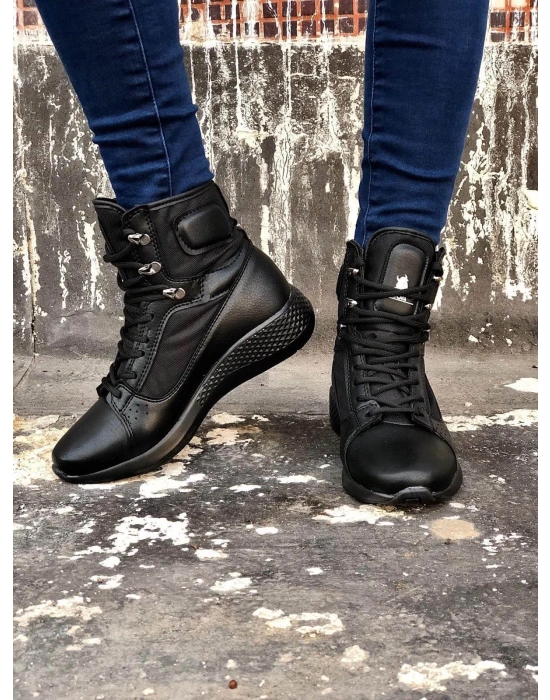 Ba0600 Bağcıklı Siyah Boksör Unisex Spor Postal Erkek Bot