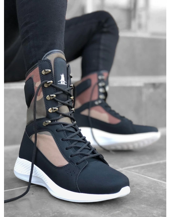 Ba0600 Bağcıklı Siyah Kamuflaj Boksör Unisex Spor Postal Erkek Bot