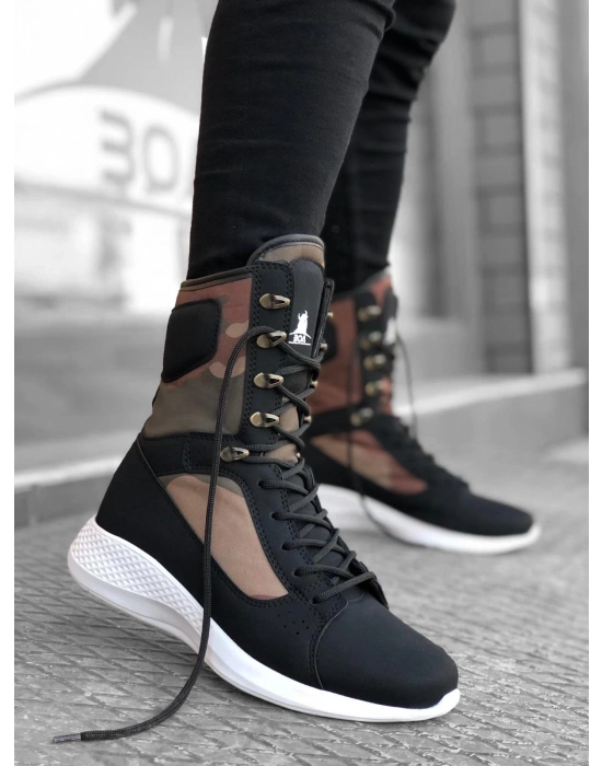 Ba0600 Bağcıklı Siyah Kamuflaj Boksör Unisex Spor Postal Erkek Bot