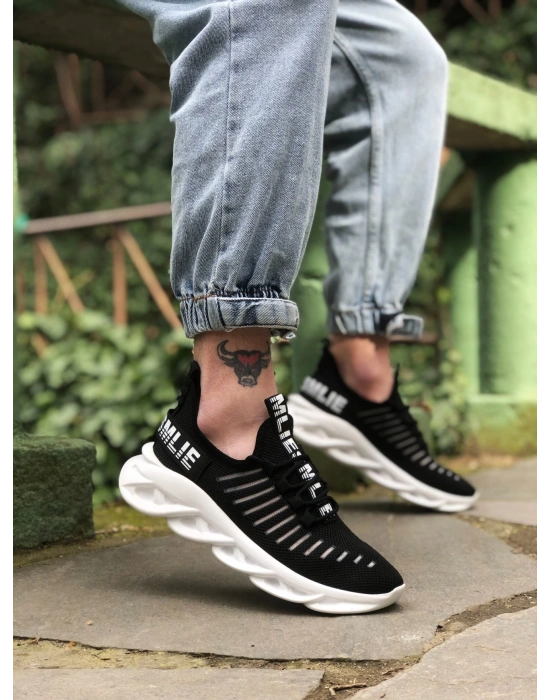 BA0602 Phantom Yüksek Taban Tarz Sneakers Siyah Beyaz Erkek Spor Ayakkabısı