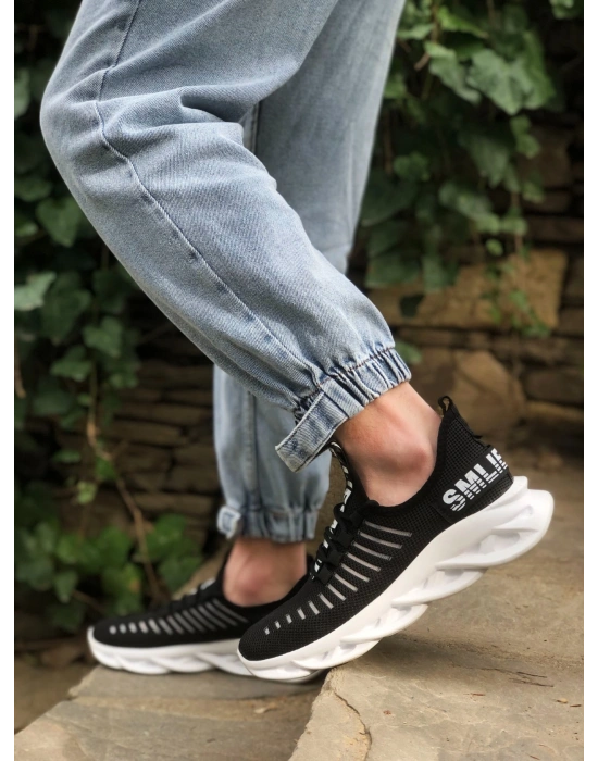 BA0602 Phantom Yüksek Taban Tarz Sneakers Siyah Beyaz Erkek Spor Ayakkabısı